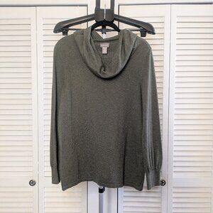 Chico's sz: 2 (L) Army-Green Cowlneck Sweater *19ptp* 24strch. *26Length